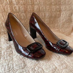 Franco Sarto - Red and Black Paten Leather Heels - Size 9 - 3 1/2" Heel